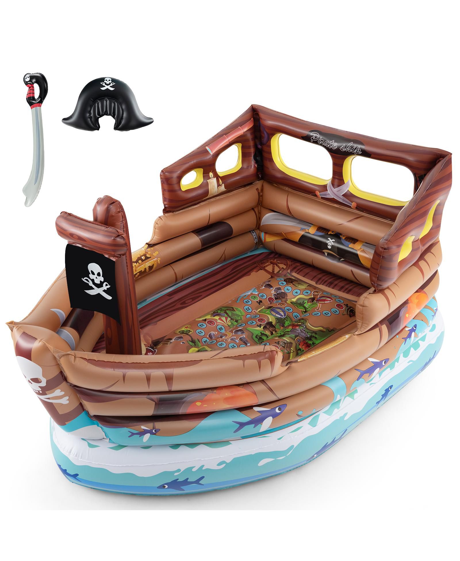 HONGGE надувной игровой дом Пиратский корабль с насосом и мечом