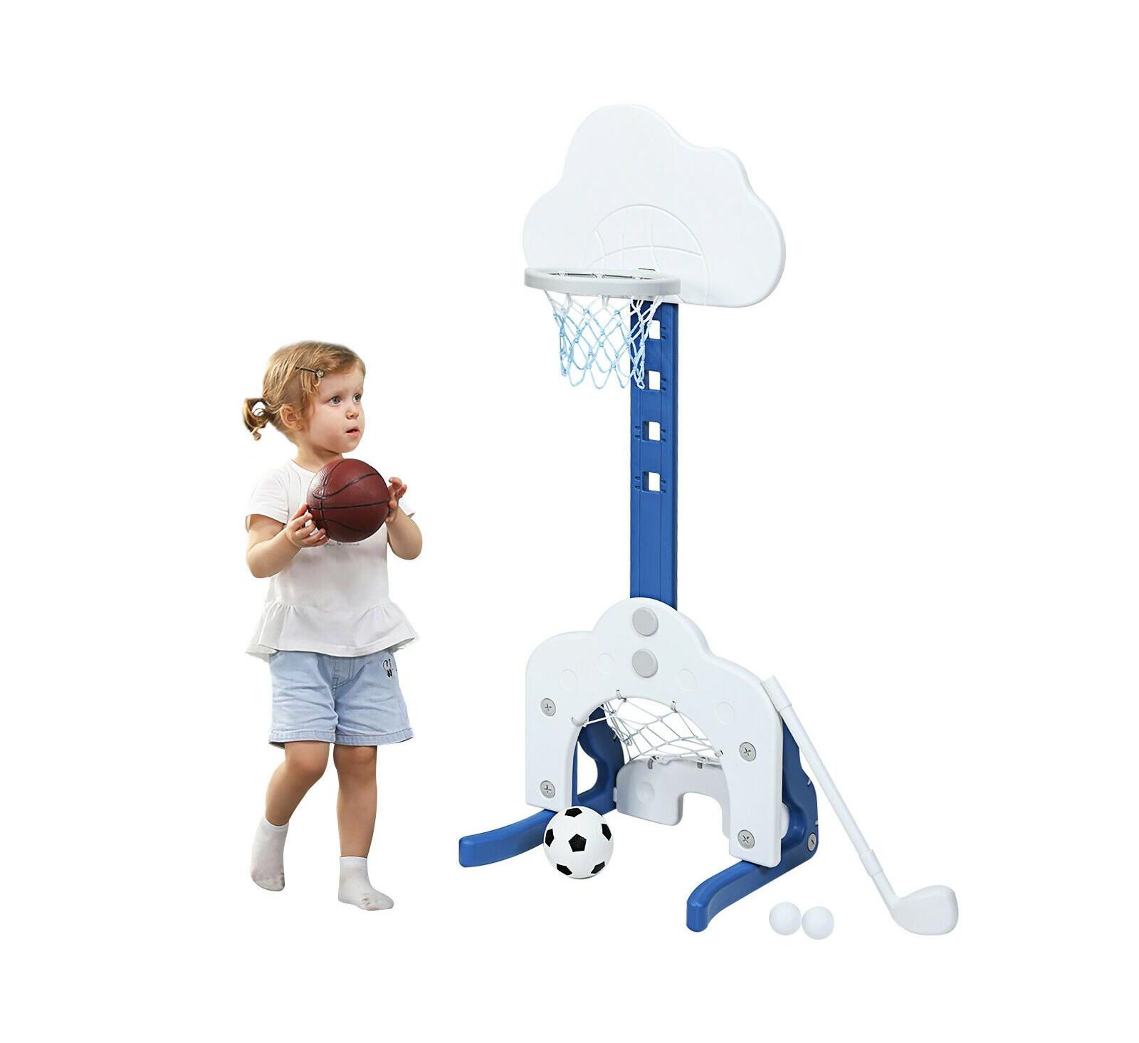 Hongge 3-in-1 Adjustable Basketball Hoop Set, Ages 3+