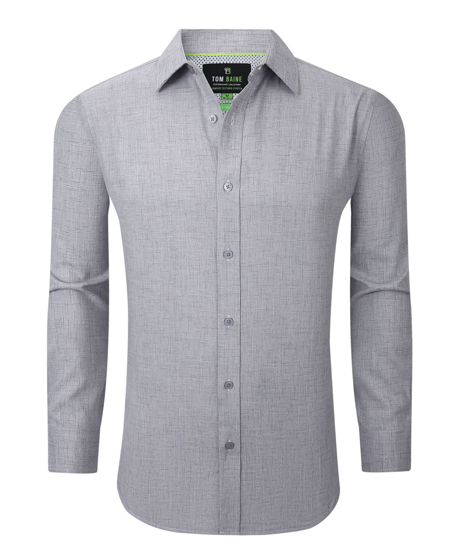 Tom Baine Men's Four-Way Stretch Solid Textured Button Down Dress Shirt