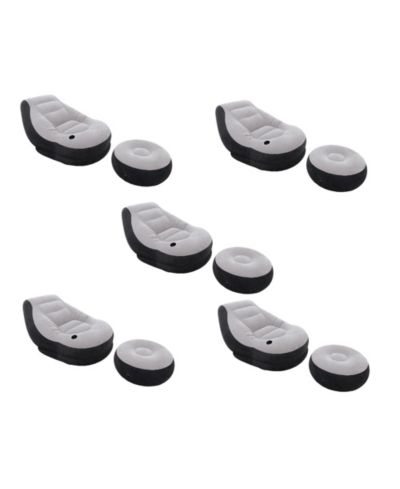 Intex Набор надувных кресел Ultra Lounge с подставкой для стакана и пуфом, Gray (5 Pack)