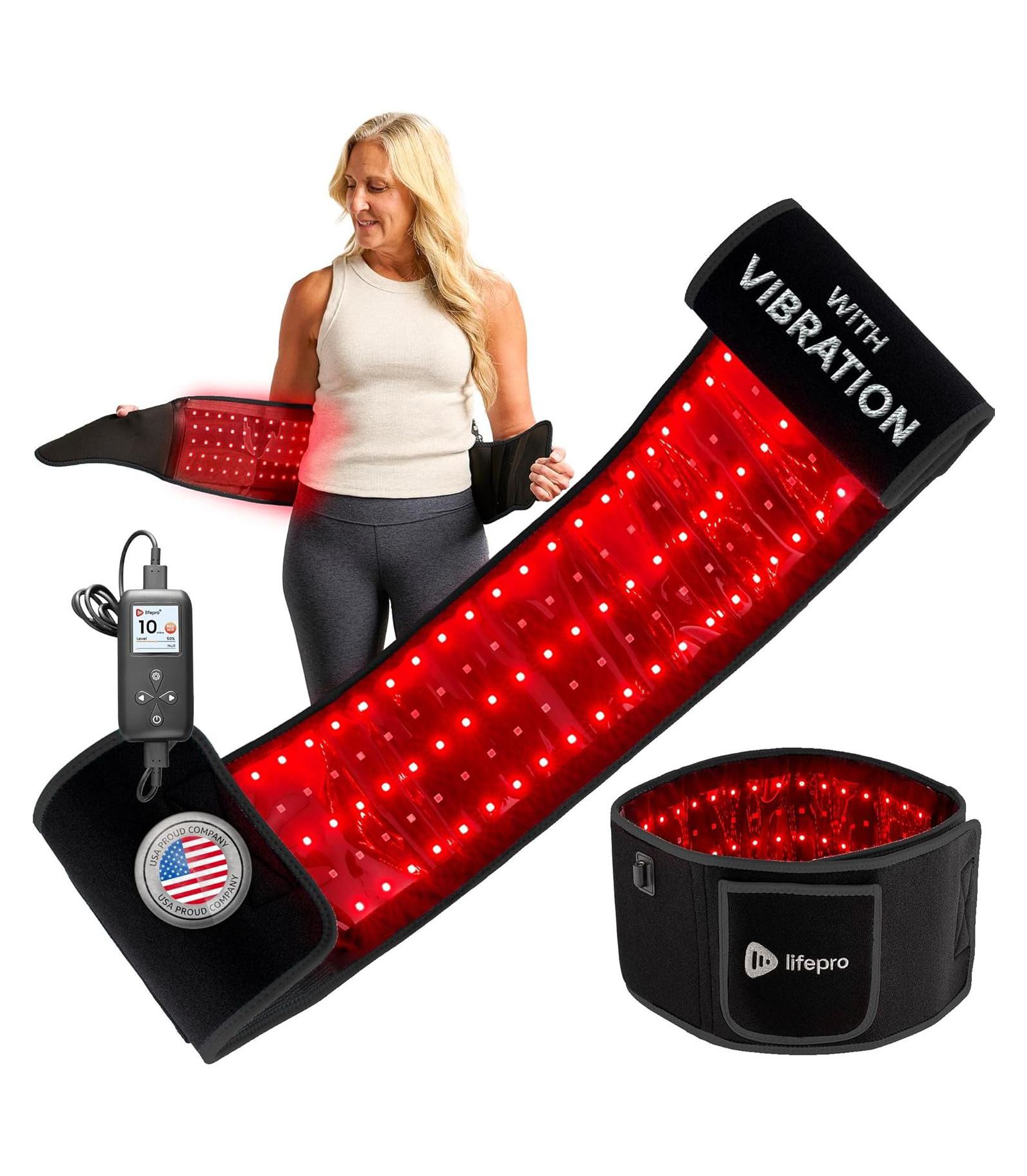 Пояс для светотерапии Lifepro Red Light Therapy Belt – инфракрасный терапевтический обертывающий пояс для спины, плеч и тела, тройные светодиоды, портативная грелка