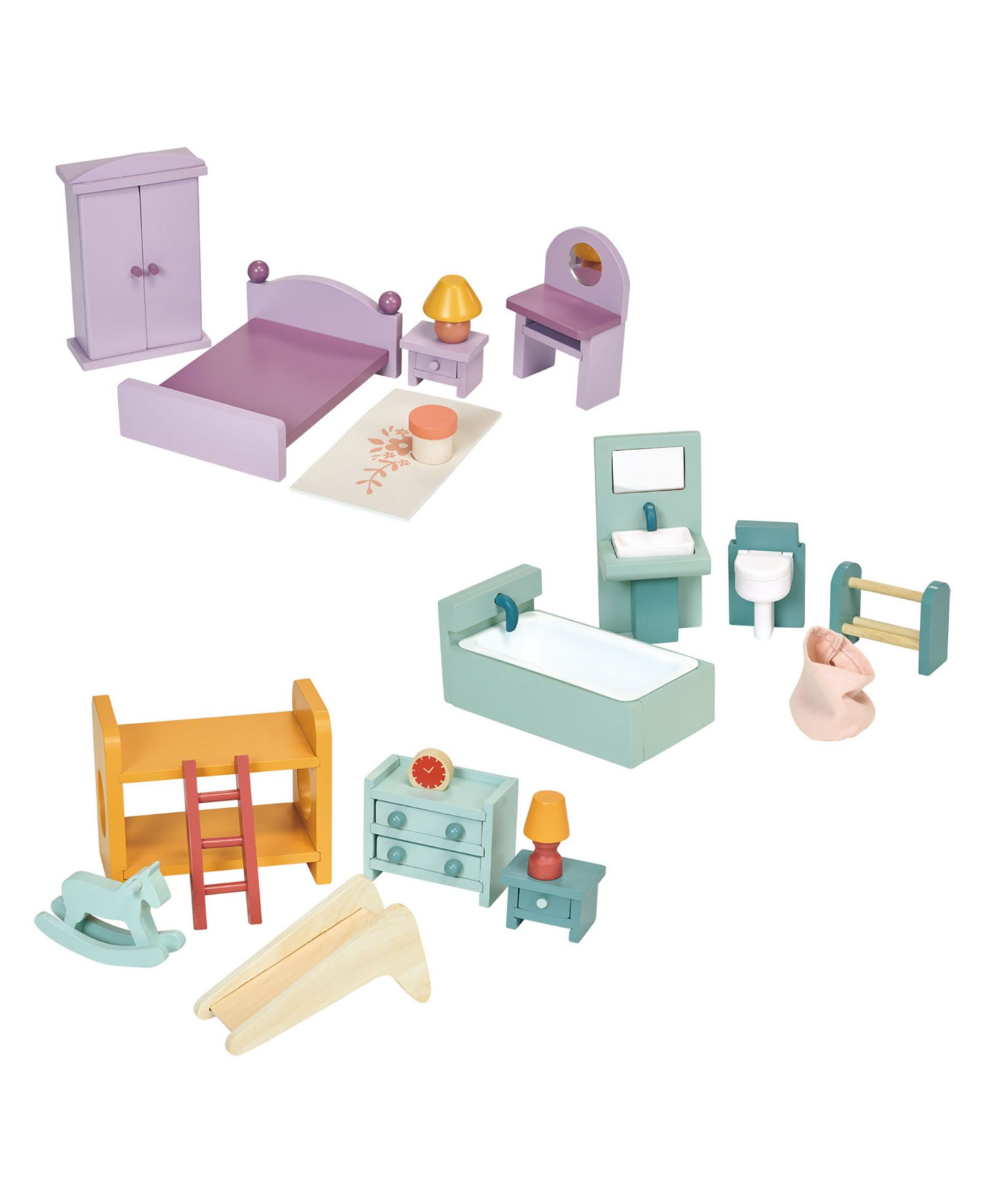 Набор мебели для кукольного домика Mentari Toys Dolls House Upstairs Furniture Bundle