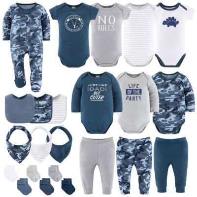 The Peanutshell Детский подарочный набор для новорожденных, Blue Camo, 23 предмета, синий