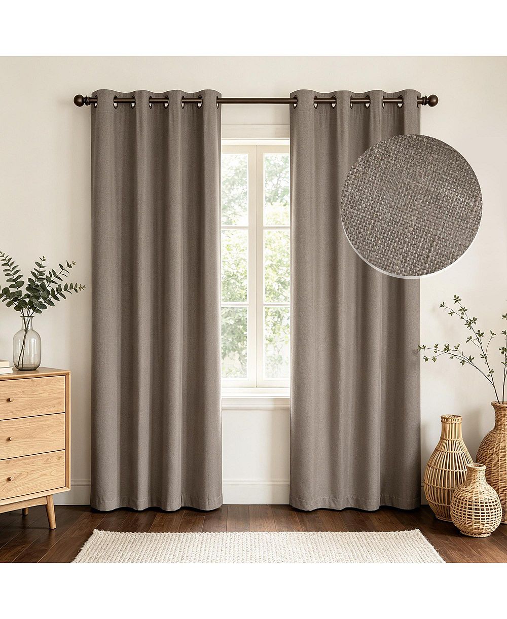Awesome Home Linen Slub Blackout Grommet Pair