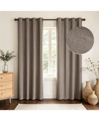 Awesome Home Linen Slub Blackout Grommet Pair