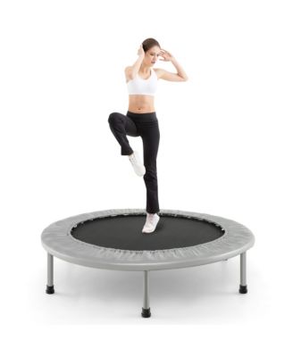 Gymax 38'' Folding Mini Trampoline Fitness Rebounder w/ Safety Pad Silver and Black
