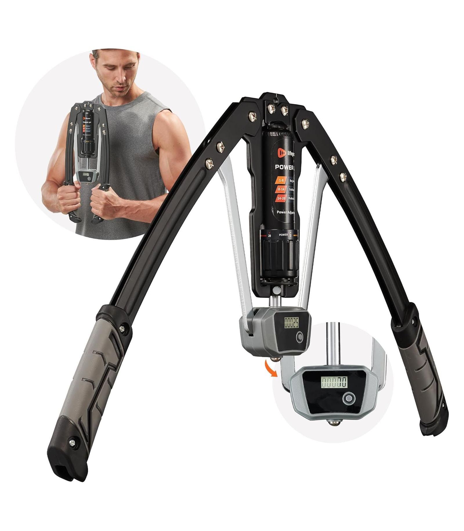 Lifepro Hydraulic Chest Expander & Arm Twister – Adjustable Power Twister Arm Exerciser, 22–440 lb Resistance, Home Gym Upper Body Trainer