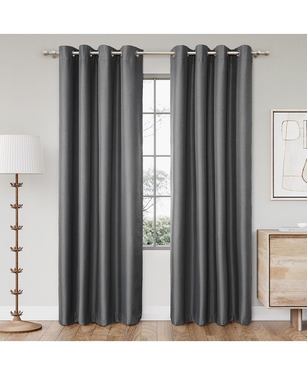 Awesome Home Textured Blackout Grommet Curtains Pair 2 panels