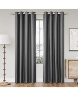 Awesome Home Textured Blackout Grommet Curtains Pair 2 panels