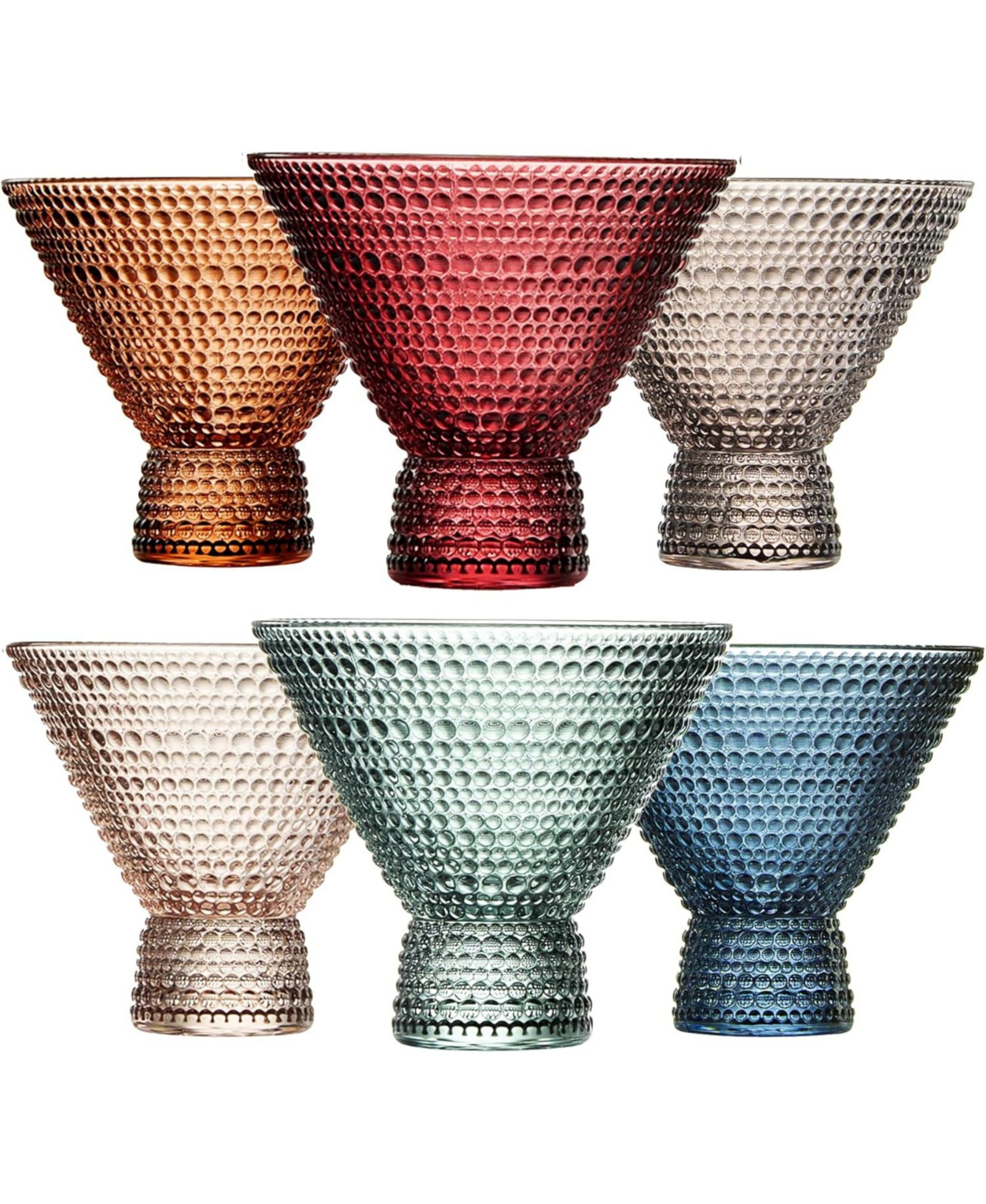 Бокалы для коктейлей The Wine Savant Colored Stemless Martini, набор из 6 шт