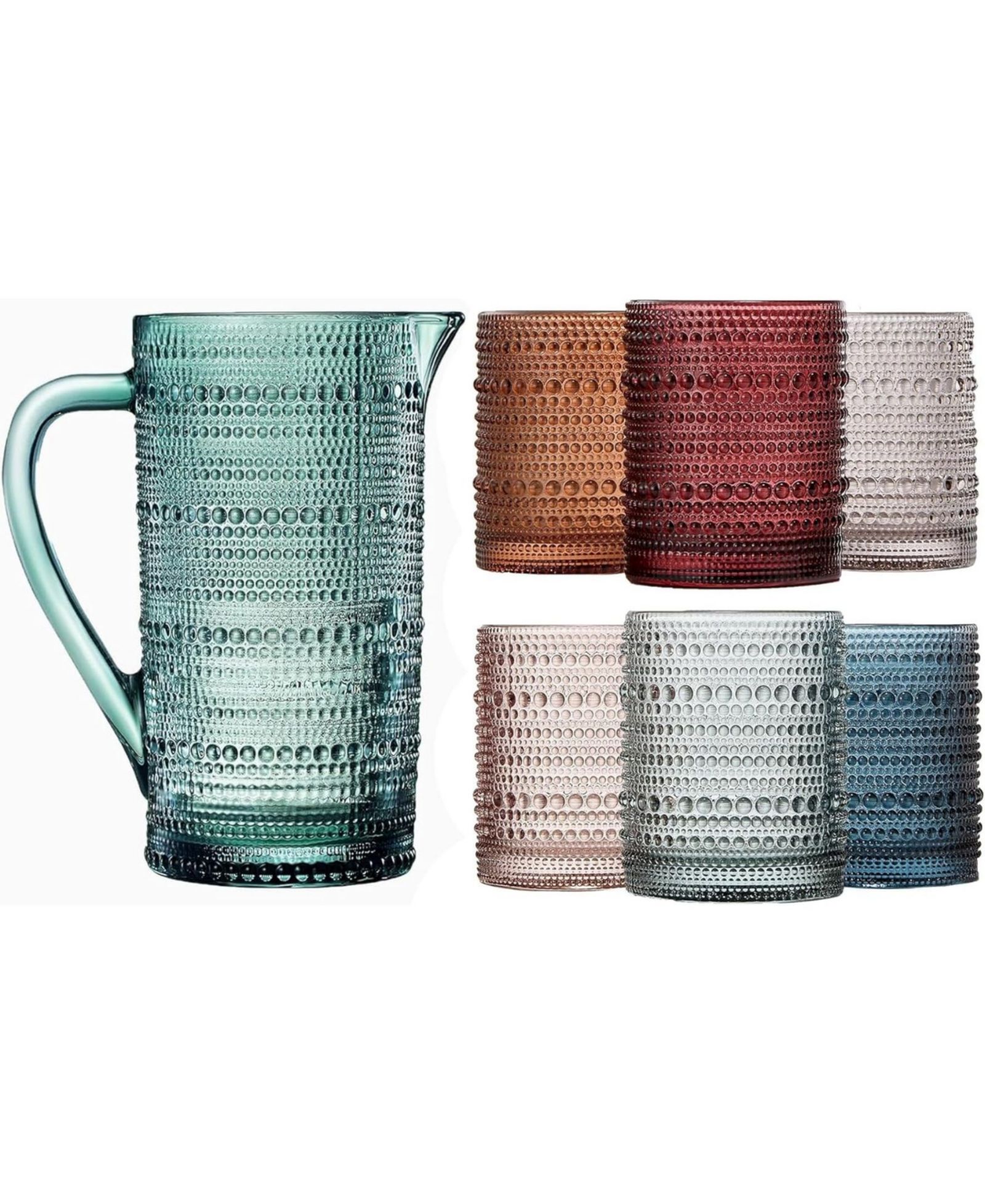 Набор из 7 предметов The Wine Savant Hobnail Beaded Pitcher и стаканов Tumbler Glasses