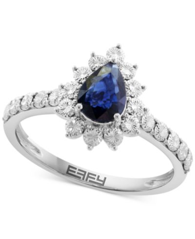 Кольцо EFFY® Sapphire Miracle Plate Halo Ring (5/8 ct. t.w.) в 14k White Gold
