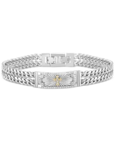 Мужской браслет с двойной цепью Diamond Cross Double Curb Chain (3/8 ct. t.w.) из Sterling Silver