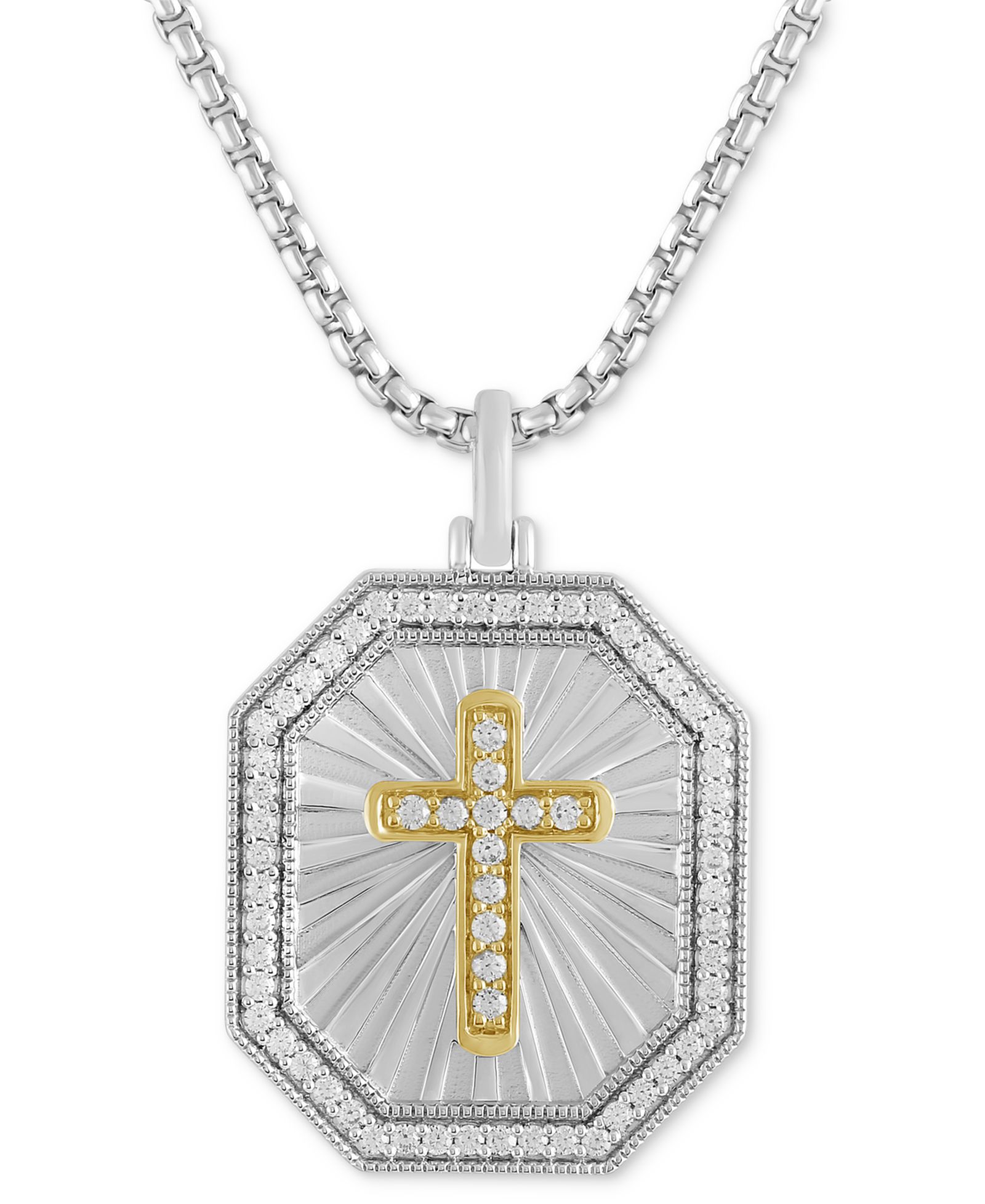 Мужской кулон Diamond Cross Medallion 22" (1/2 ct. t.w.) в Sterling Silver