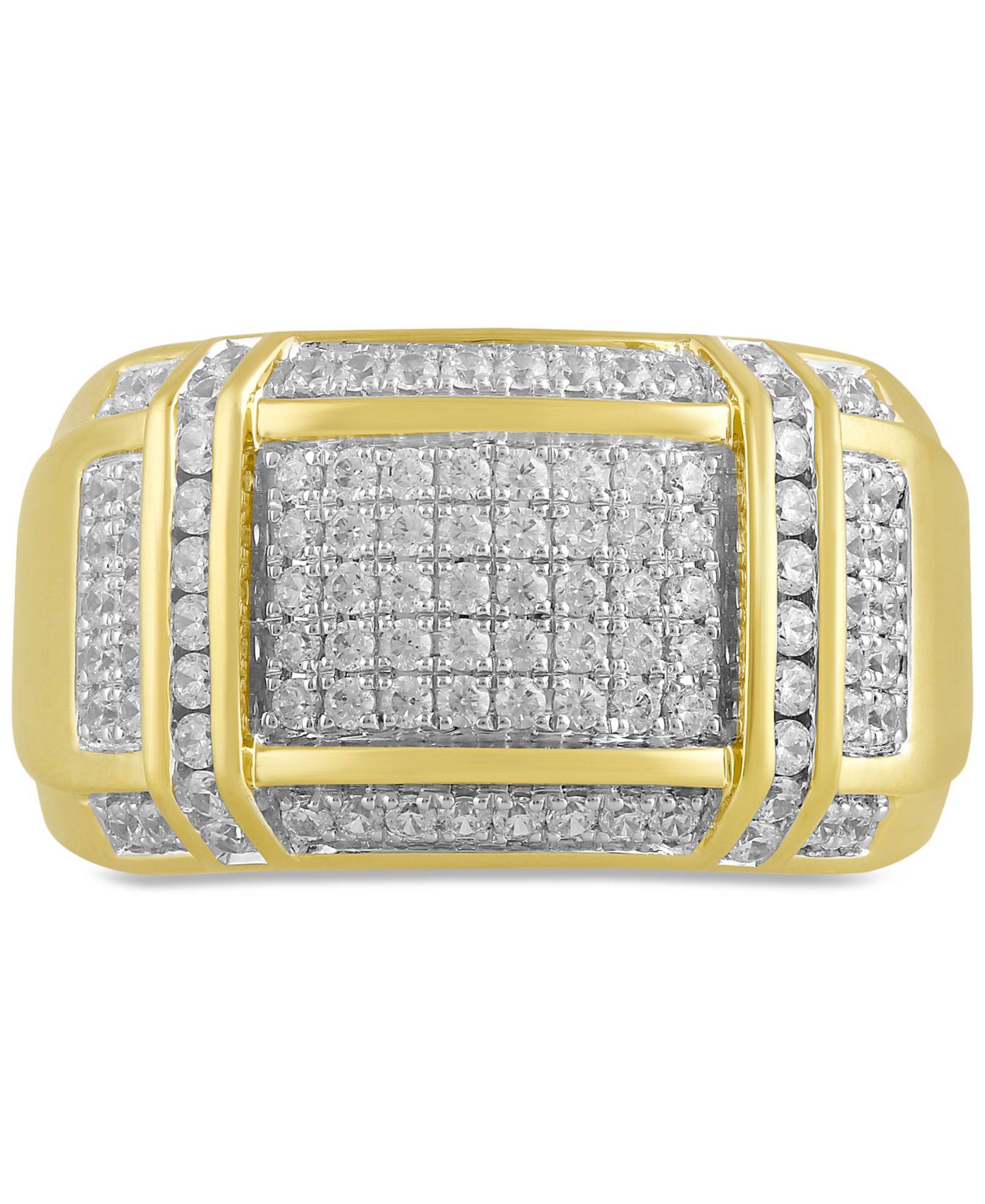 Men's Diamond Cluster Ring (1/2 ct. t.w.) in 18k Yellow Gold-Plated Sterling Silver (Also in Sterling Silver)