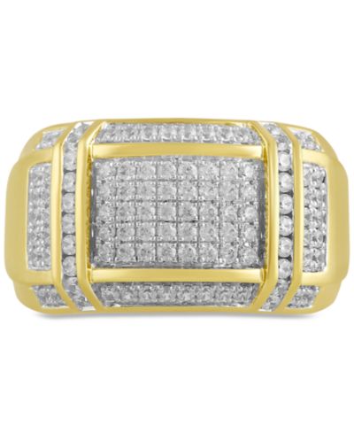 Мужское кольцо с бриллиантами (1/2 ct. t.w.), позолоченное серебро 18k Yellow Gold