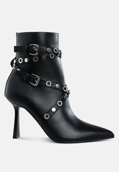 London Rag Womens Jaunts Eyelets and Studs Harness Ankle Boots