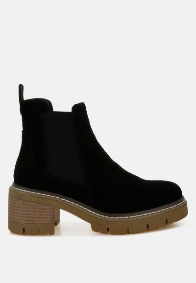 Rag & Co Womens Vostok Suede Chunky Chelsea Boots