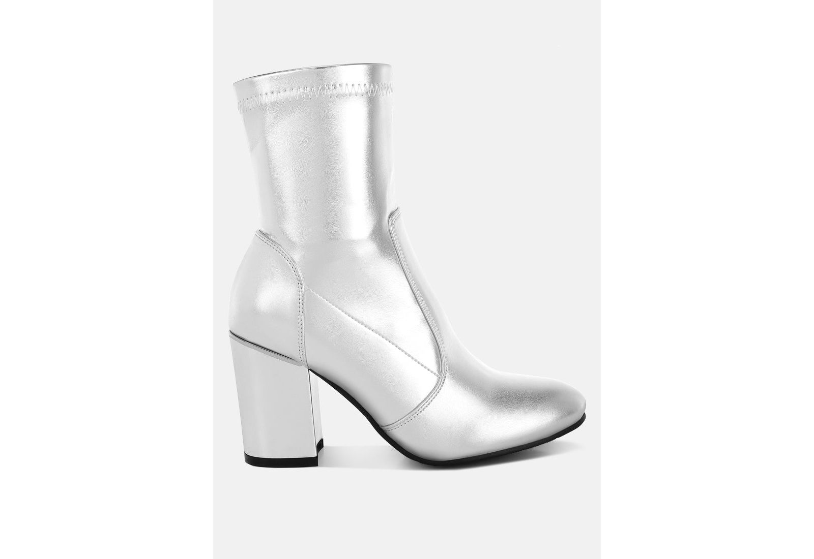 Rag and CO Womens Tirana Metallic Pleather Sock Boots