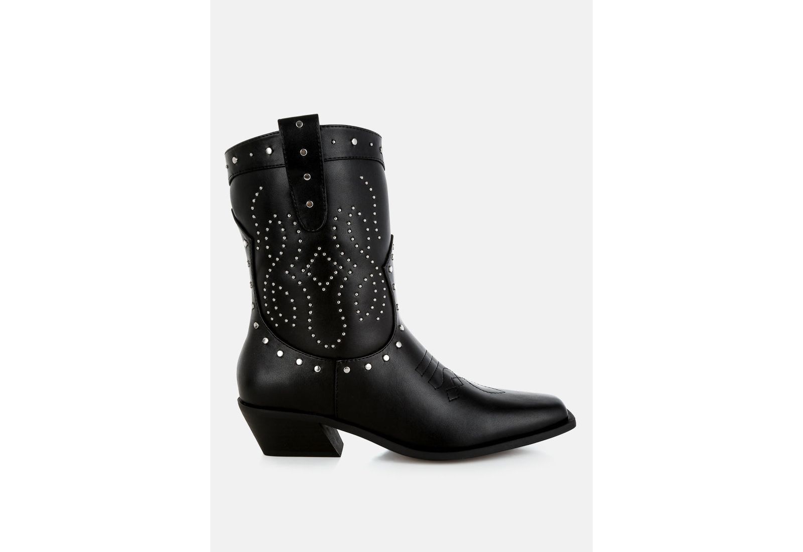 London Rag Womens Equine Studded Embroidery Cowboy Boots