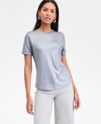 I.N.C. International Concepts Women's Metallic T-Shirt, Exclusively at Macy's