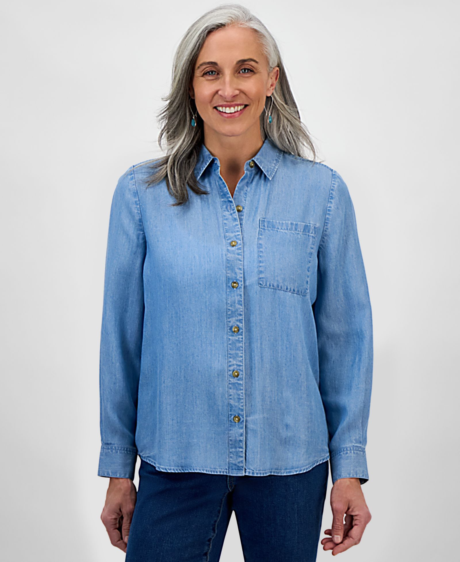 Style & Co рубашка Perfect Chambray Button-Down, Petite