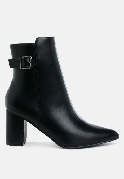 London Rag Women's Conchos Belt Detail Block Heel Boots