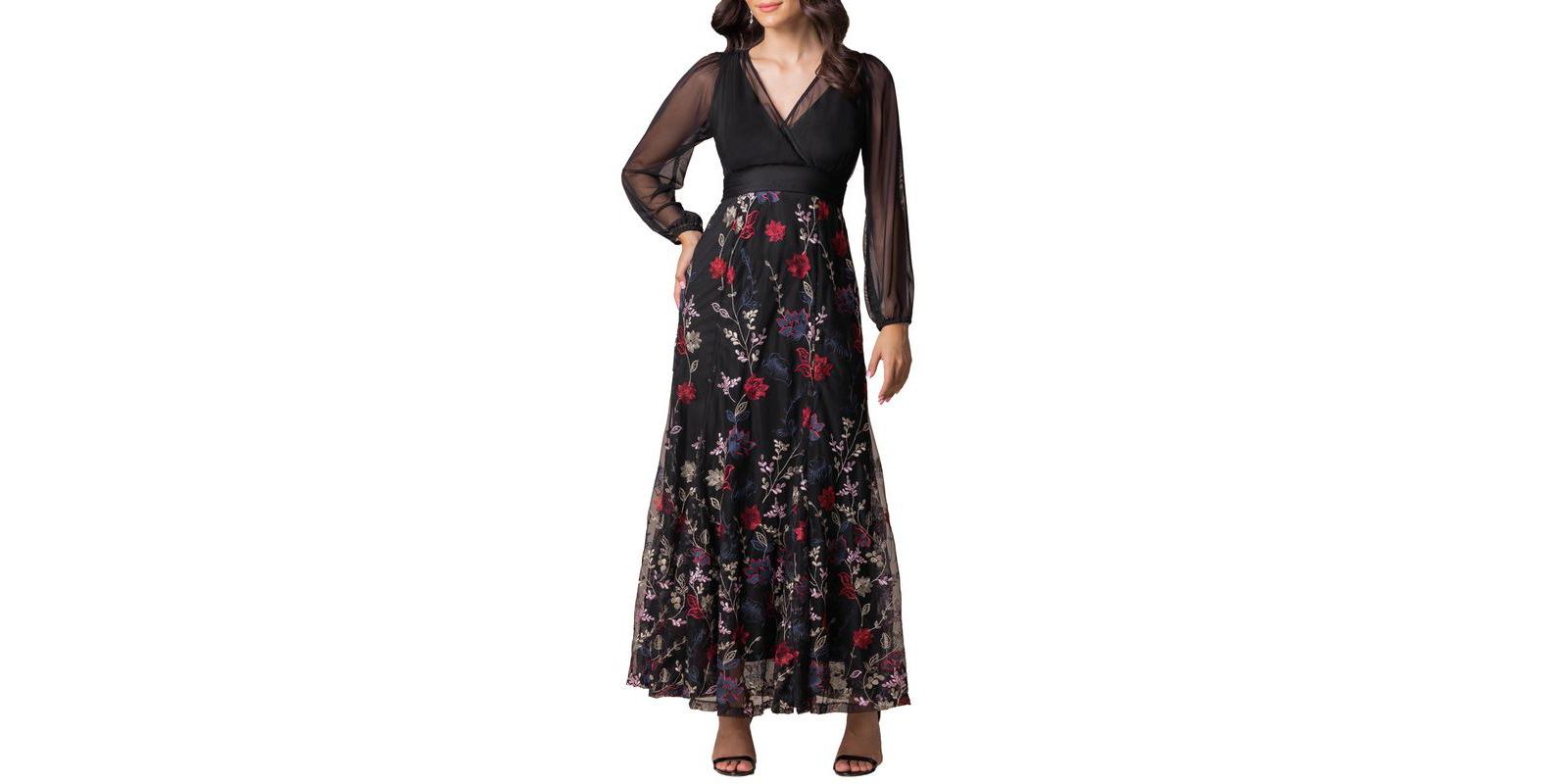 Kiyonna Women's Isabella Embroidered Mesh Formal Gown