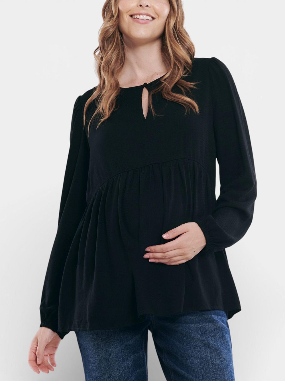 Женская блузка Motherhood Maternity Long Sleeve Empire Waist Keyhole Woven