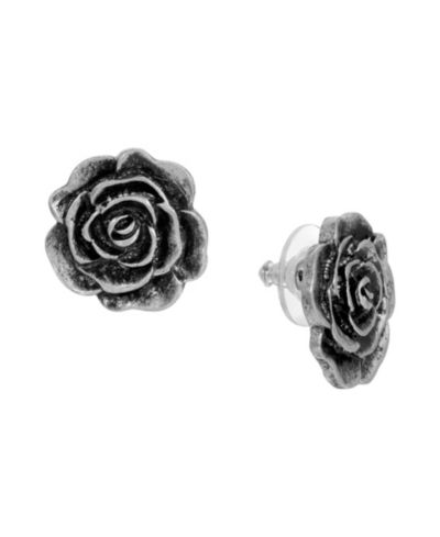 Серьги с цветочными пуговицами 2028 Silver-Tone