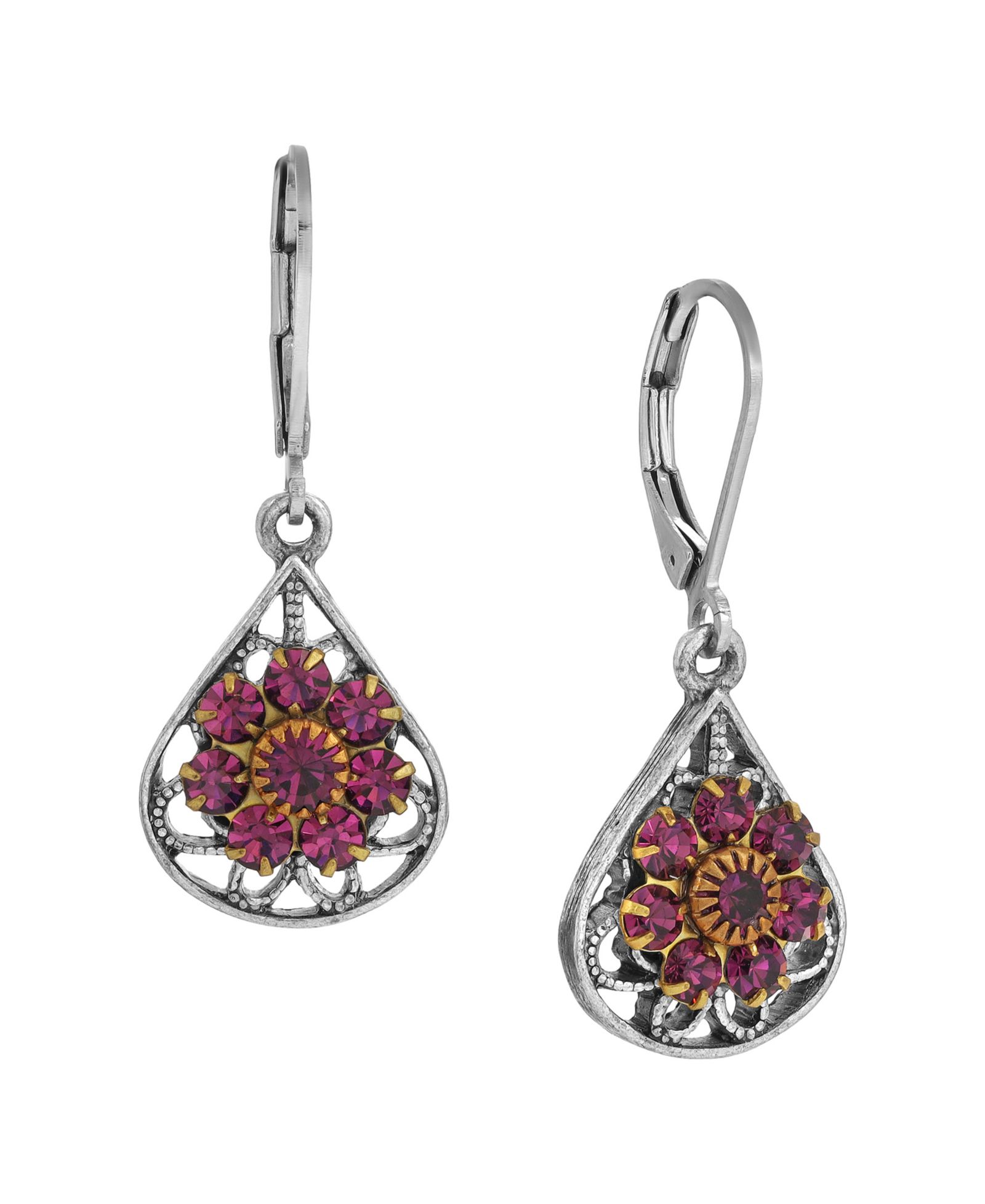 Серьги 2028 Crystal Flower Filigree Fan
