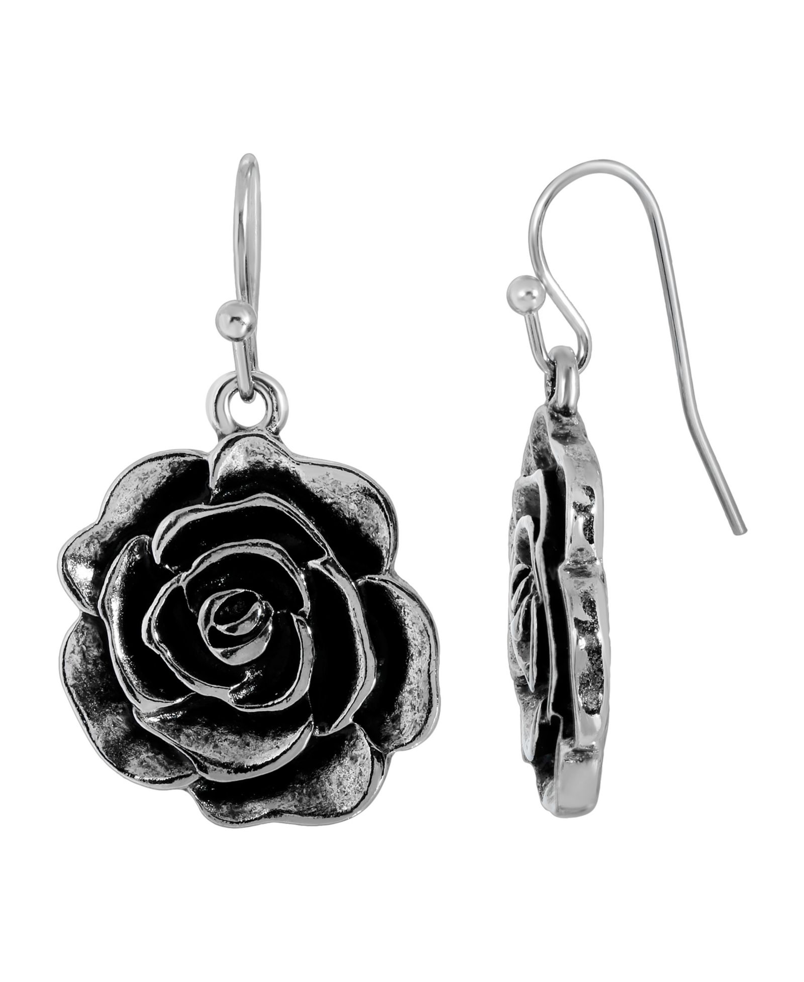 Серьги-подвески 2028 Silver-Tone Flower Drop