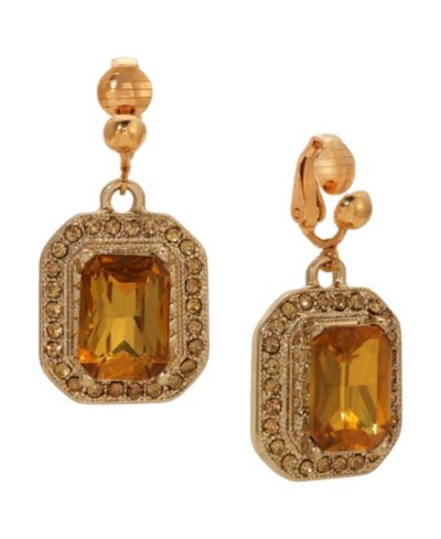 Акриловые серьги-клипсы 2028 Topaz Rectangular Drop