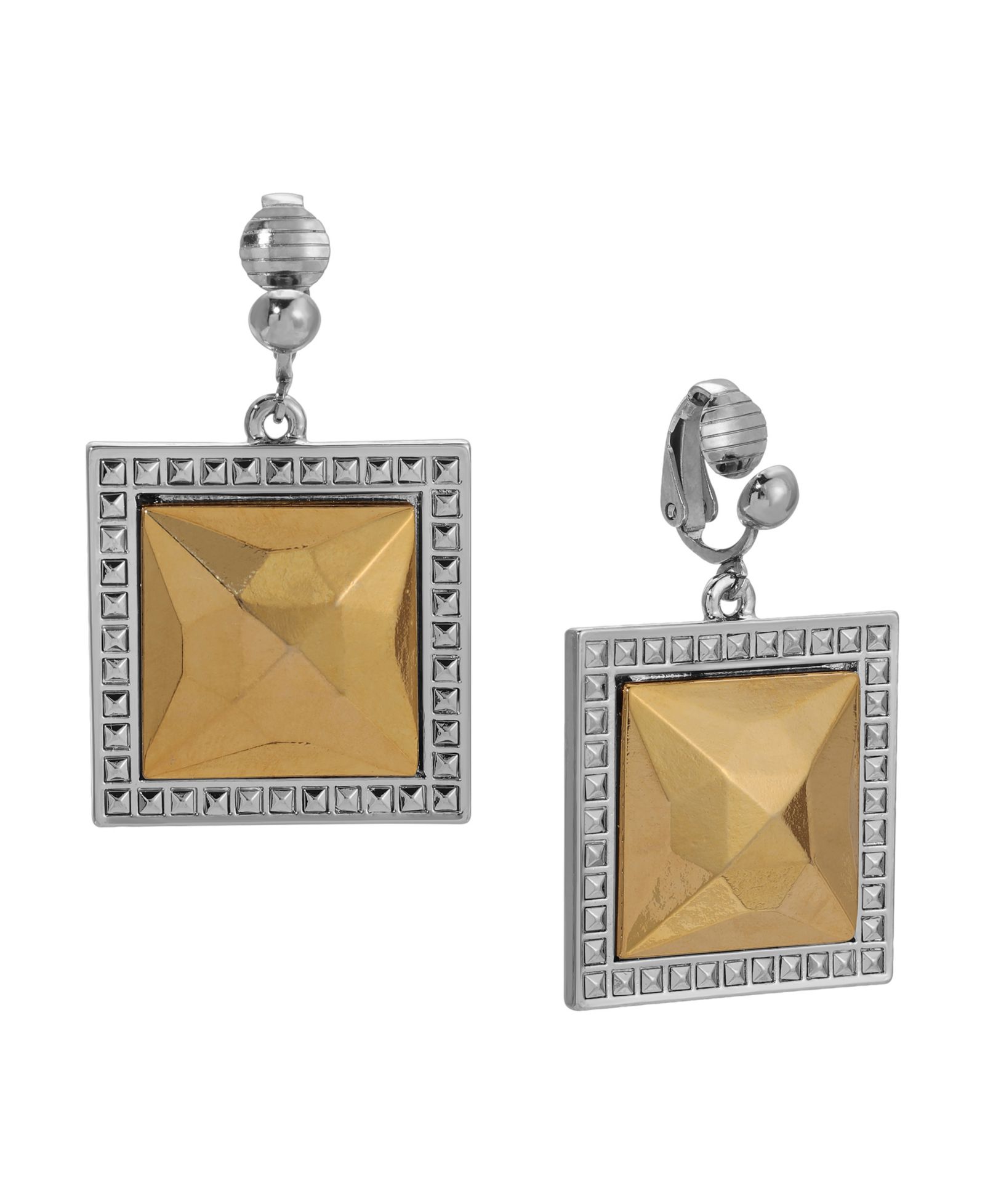 Серьги-клипсы 2028 Two-Tone Faceted Square Drop
