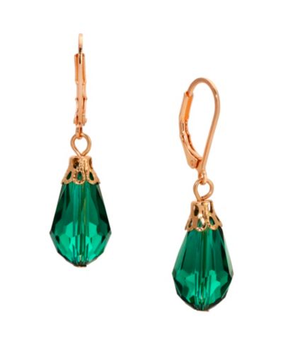 Серьги-подвески 2028 Gold-Tone Crystal Faceted Drop