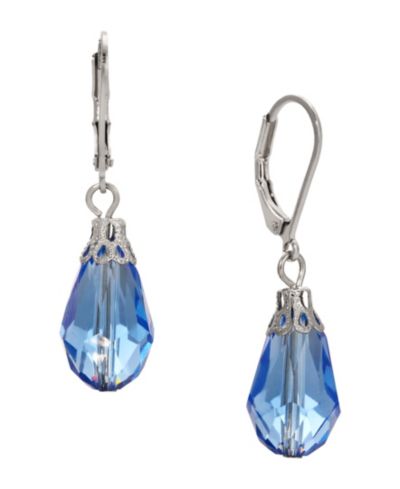 Серьги 2028 Silver-Tone Crystal Faceted Drop