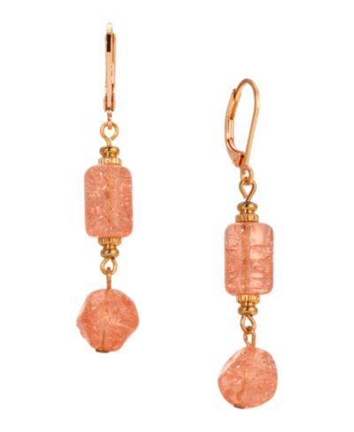 Серьги 2028 Gold-Tone Glass Double Drop