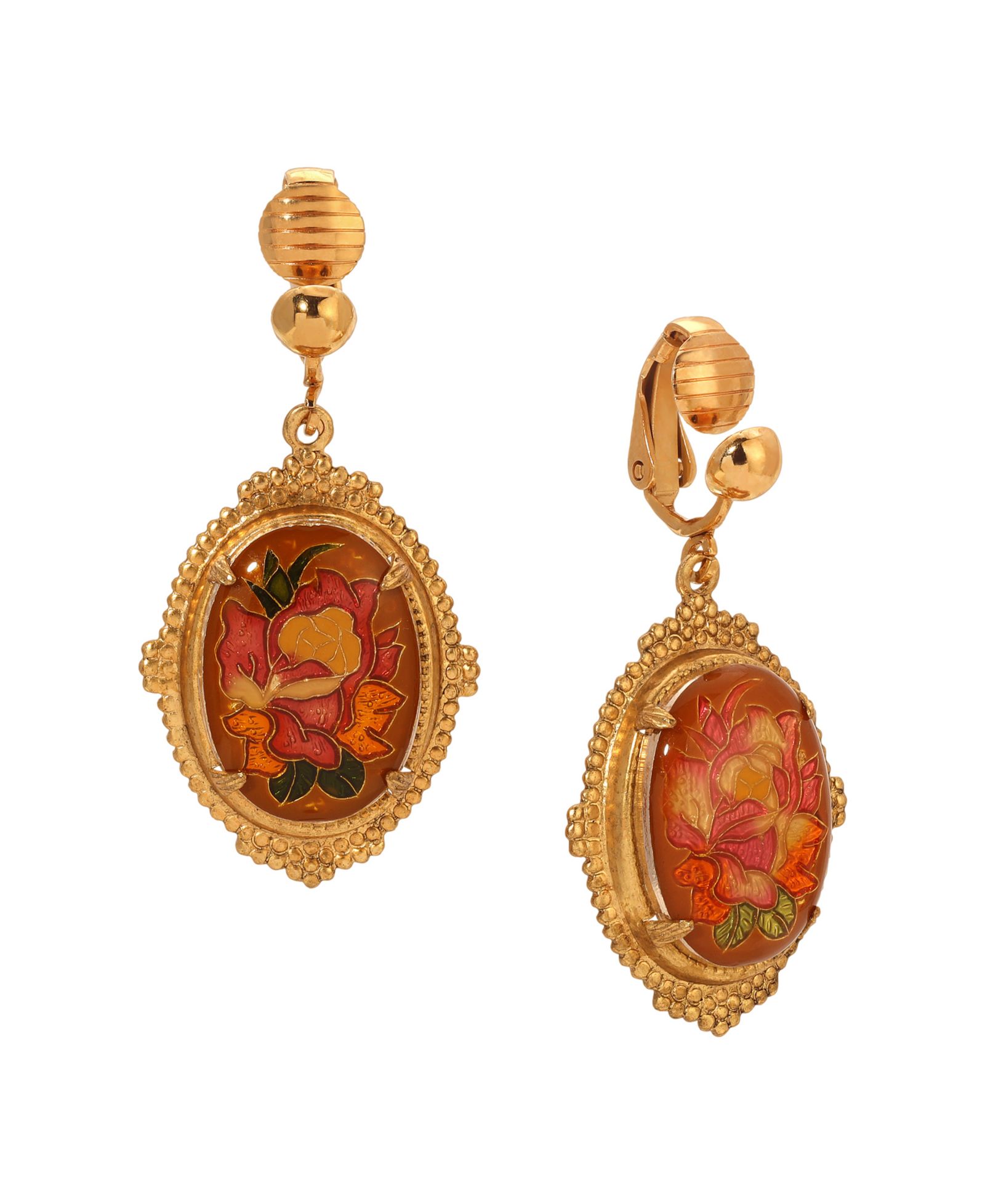 Серьги-клипсы 2028 Enamel Oval Floral