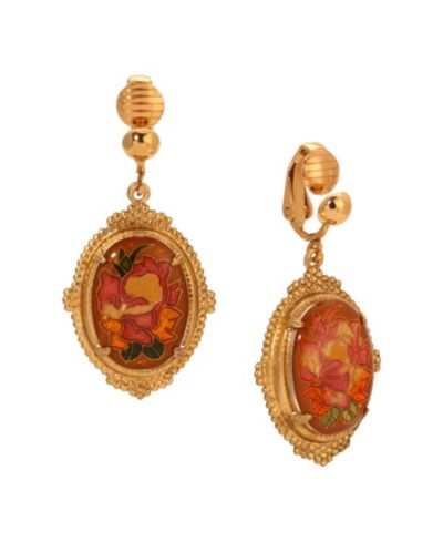 Серьги-клипсы 2028 Enamel Oval Floral