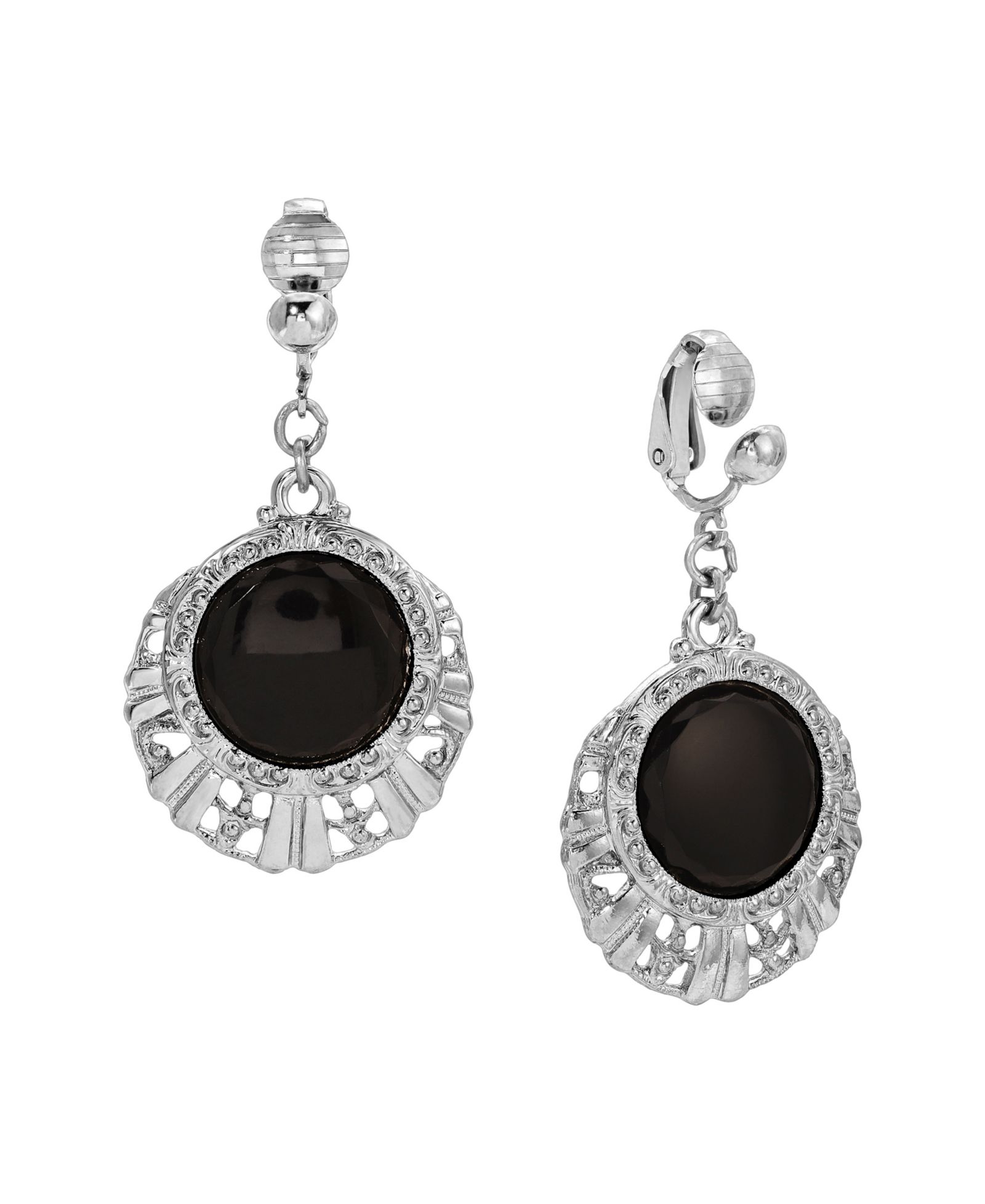 Серьги 2028 Glass Round Filigree Clip