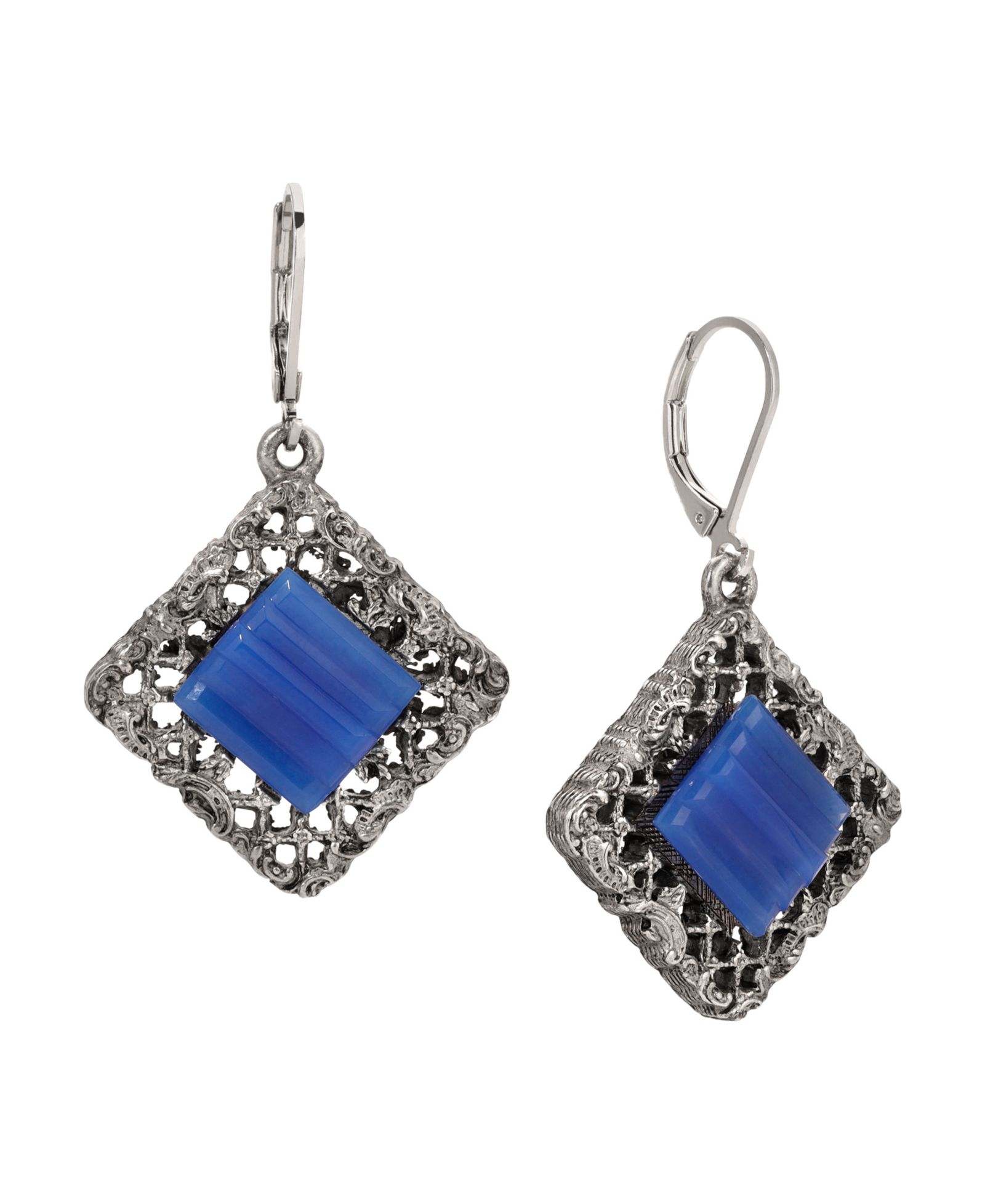 Серьги-подвески 2028 Glass Rectangle Filigree Drop