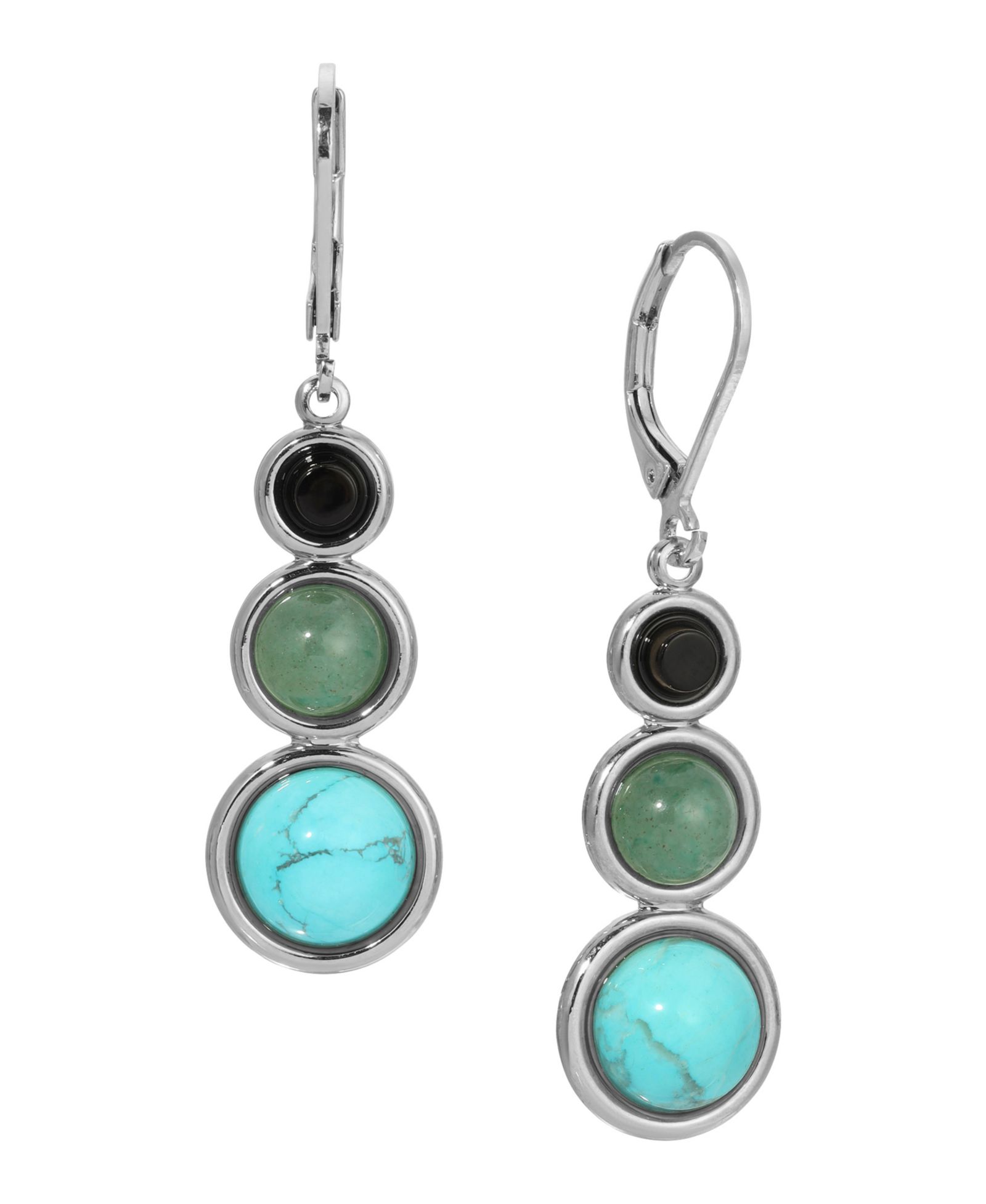 2028 Серьги линейные Onyx Jade Turquoise