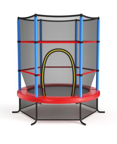 Gymax развлекательный батут 55'' для детей и малышей с защитной сеткой