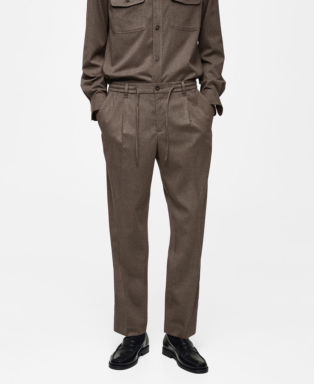 Mango Men's Regular-Fit Pleated Trousers