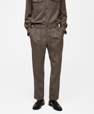 Mango Men's Regular-Fit Pleated Trousers