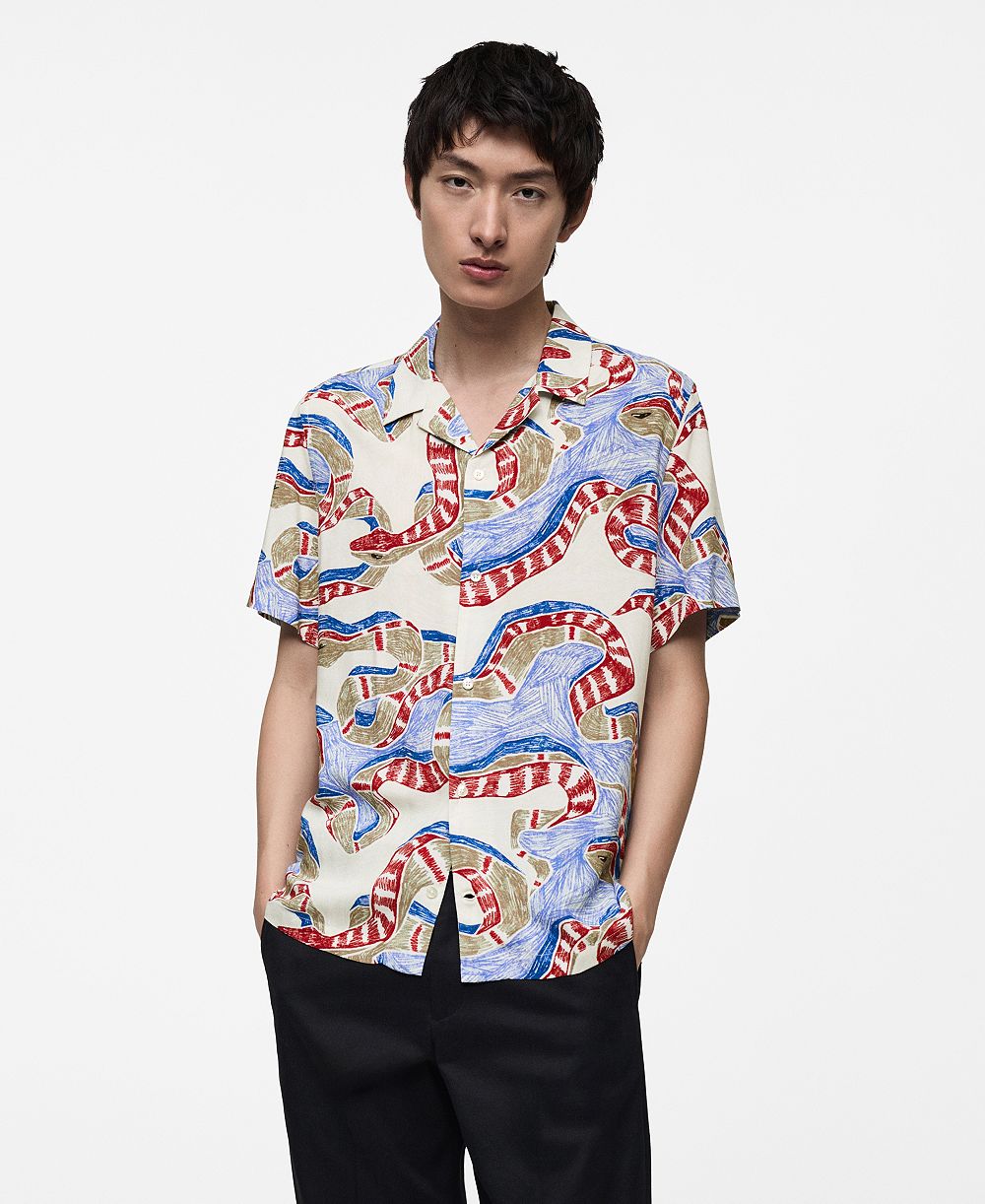 Мужская рубашка с принтом Slim-Fit от Mango