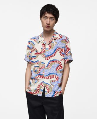 Мужская рубашка с принтом Slim-Fit от Mango
