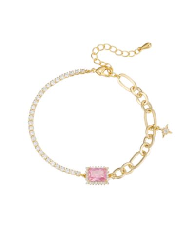 Cubic Zirconia прямоугольный браслет с дизайном Half Design