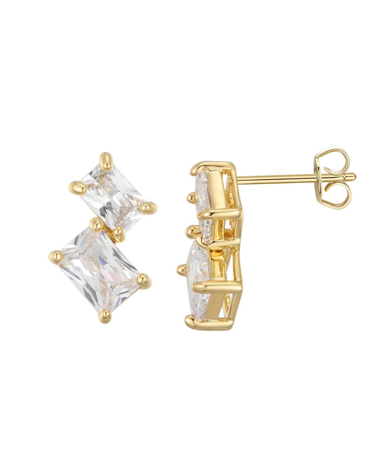 Серьги с изумрудной огранкой Cubic Zirconia