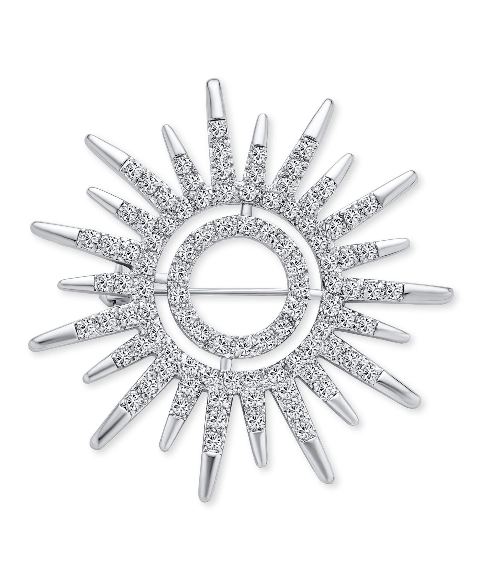 Брошь Bling Jewelry Summer Flaming Sunshine Micro Pave CZ Starburst Celestial Sunburst Sun Pin Brooch Brass